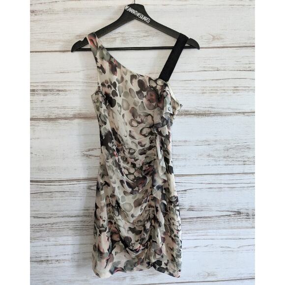 Kensie Ruched Watercolor Print Ruffle Dress sz 2 - Picture 1 of 5